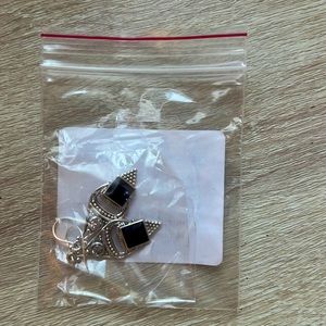 NEVER WORN. Sterling silver, Black Onyx Earrings.